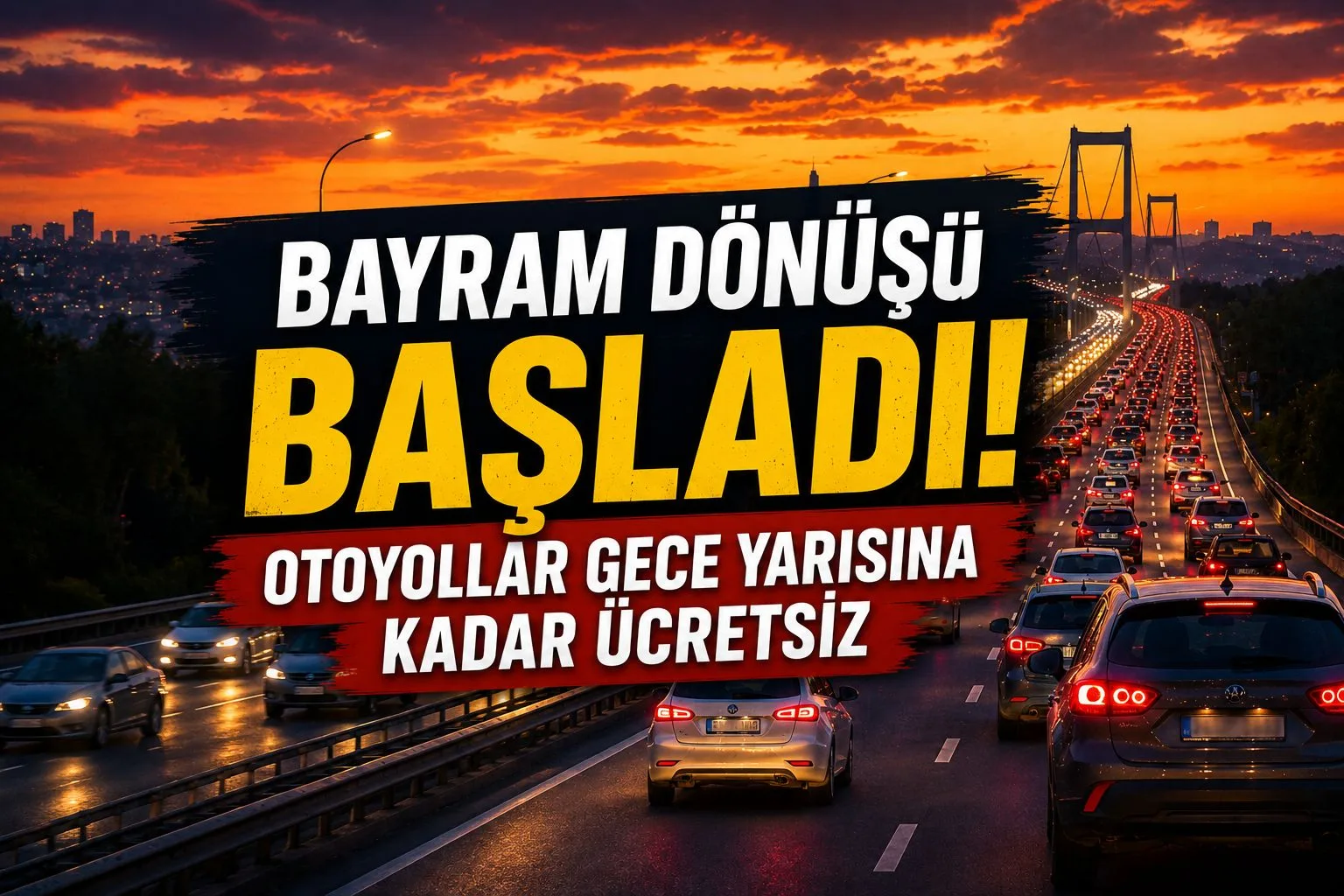 Bayram Dönüşü Başladı! Otoyollar Gece Yarısına Kadar Ücretsiz